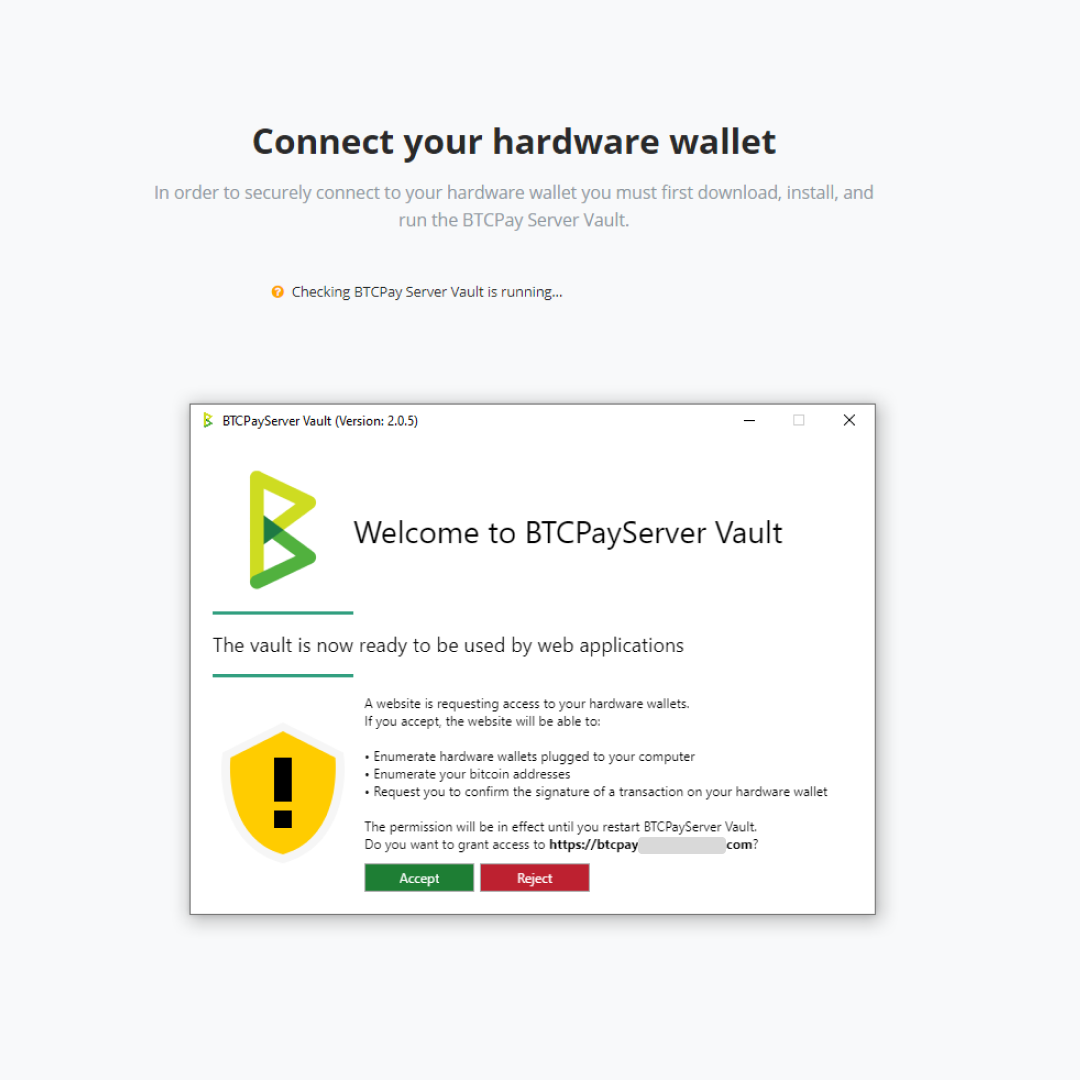 BTCPay Server Vault configuration