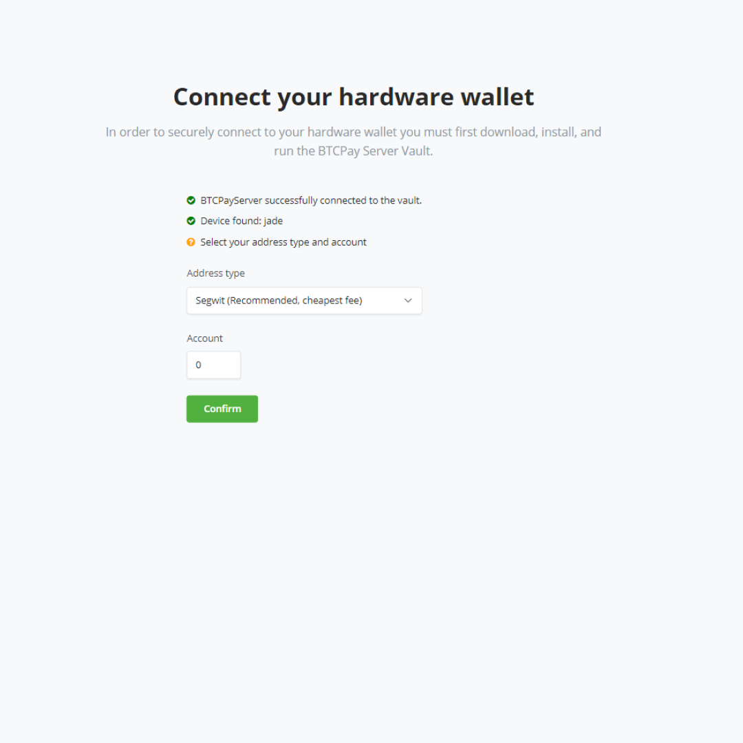 BTCPay Server Vault configuration