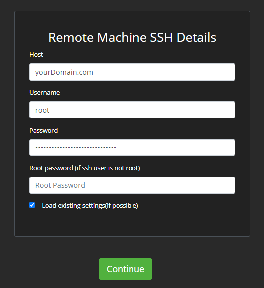 Provide SSH Details Provide SSH Details
