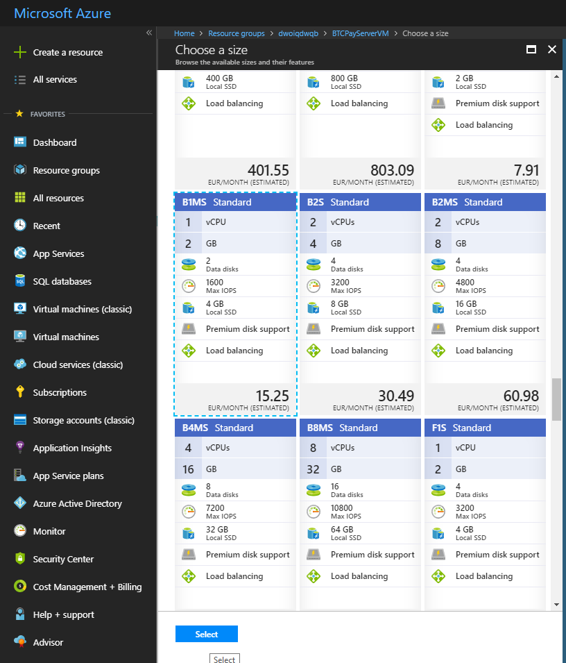 Show Azure VM Size