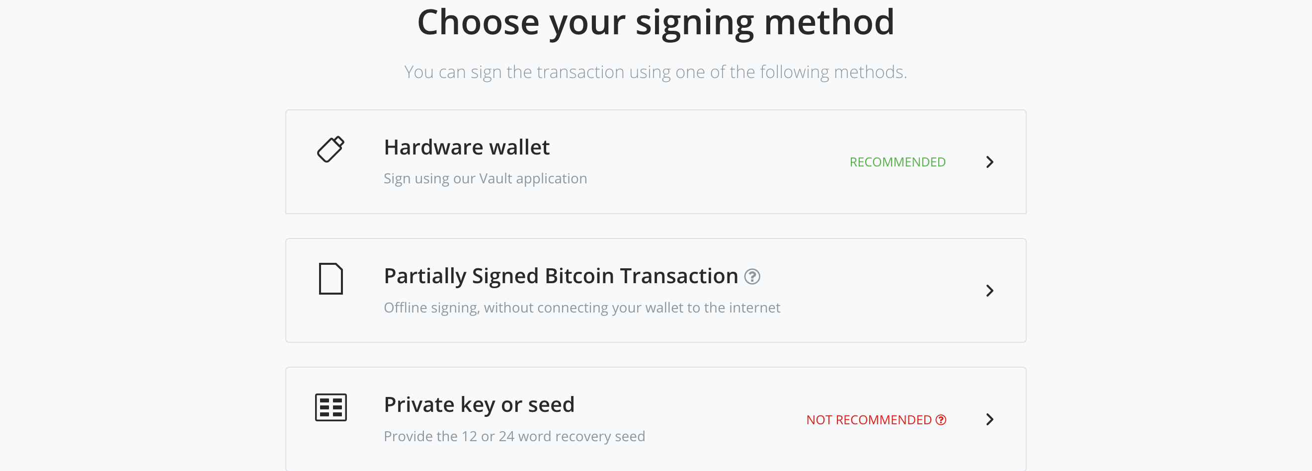 BTCPay Server Transaction Signing Options