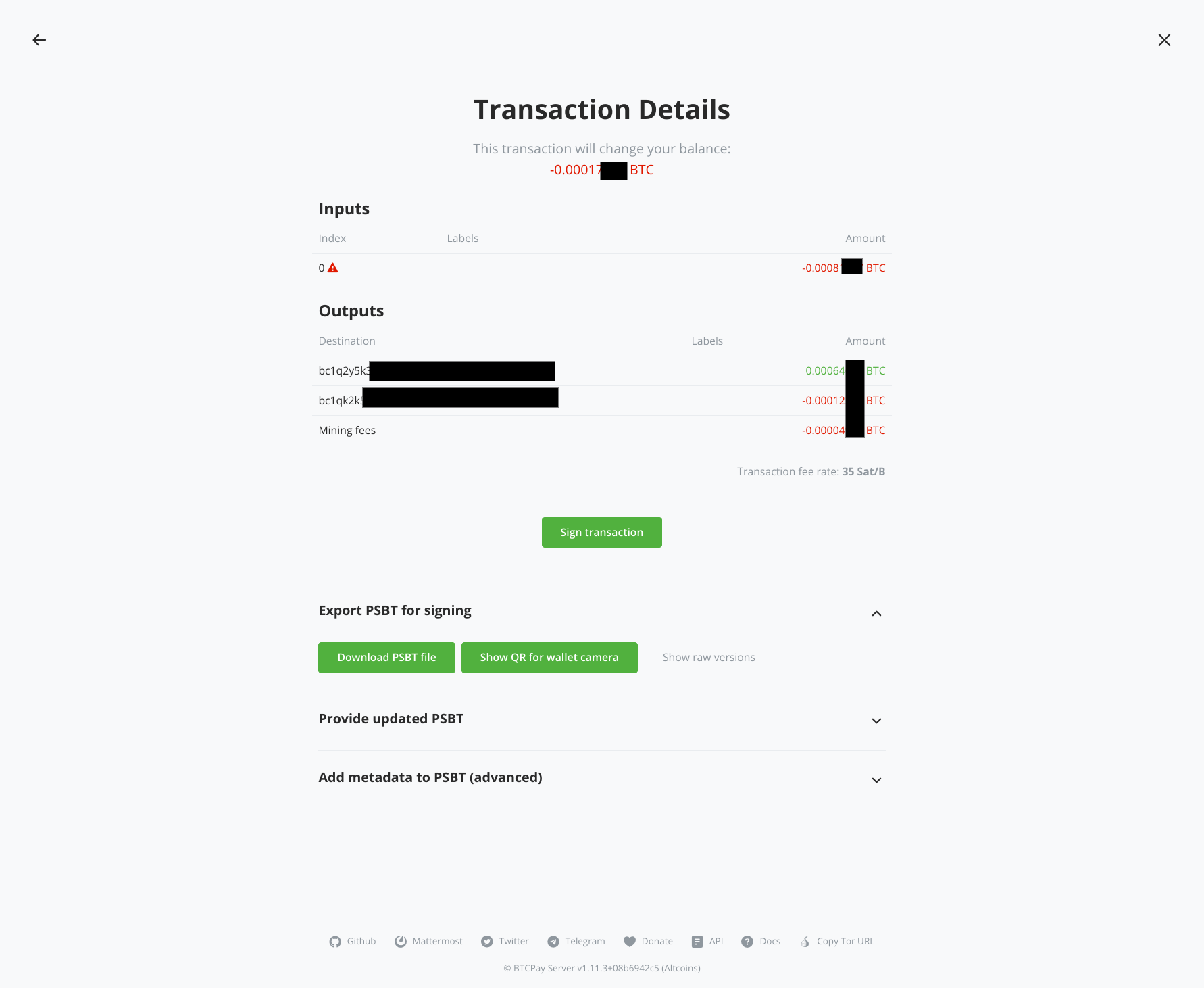 BTCPay: Download the PSBT file