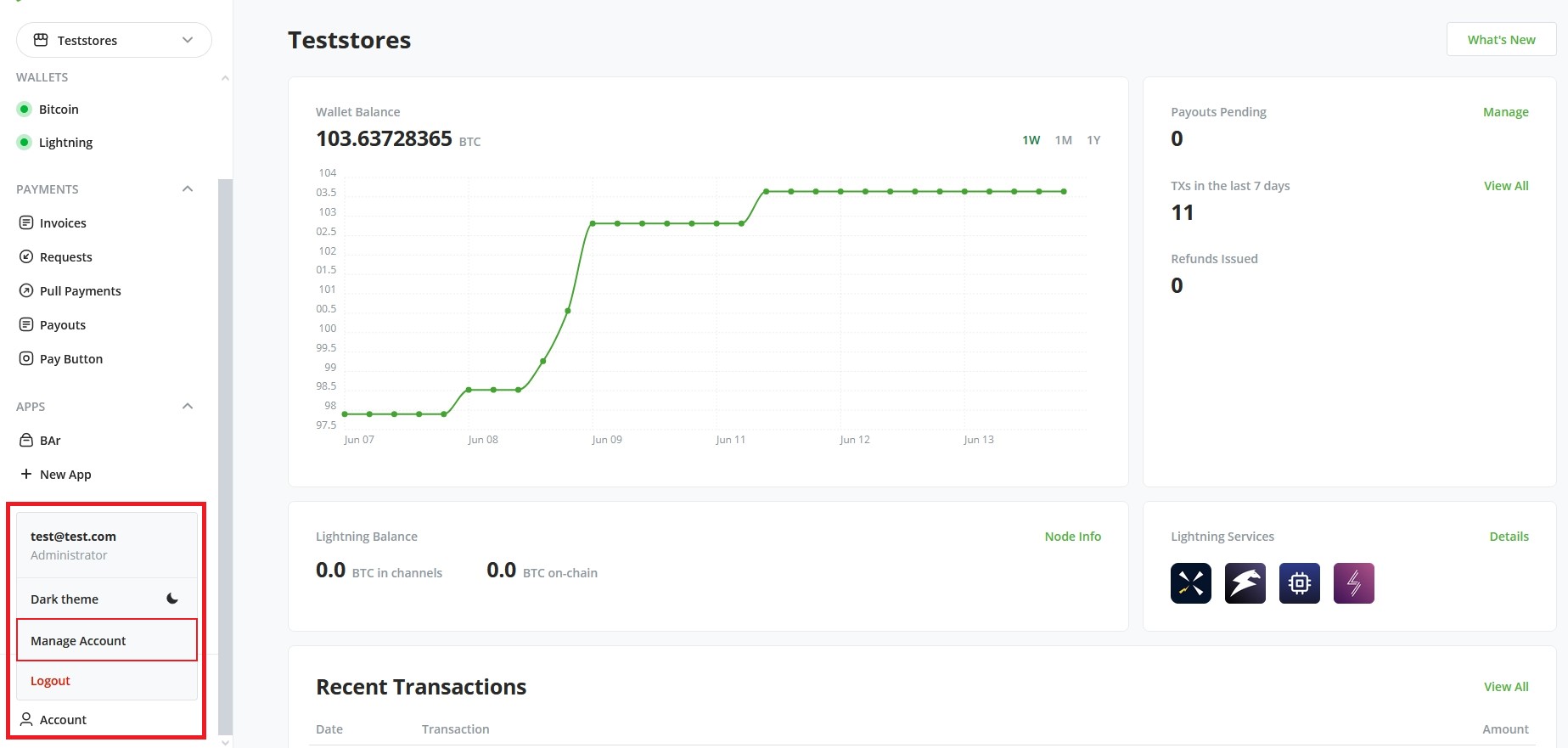 BTCPay WordPress V2: Manage Account