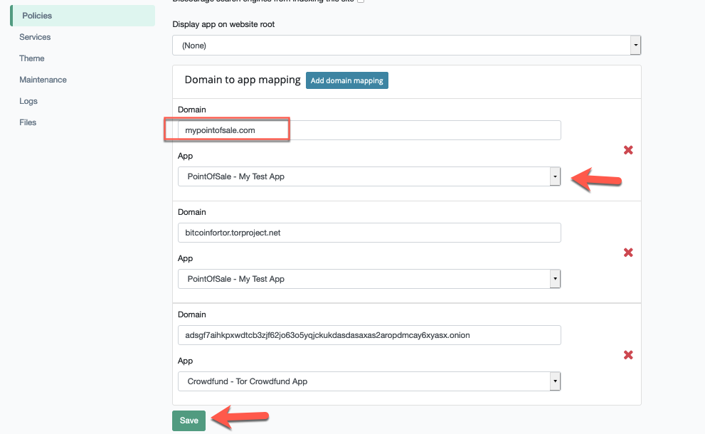 App domain mapping