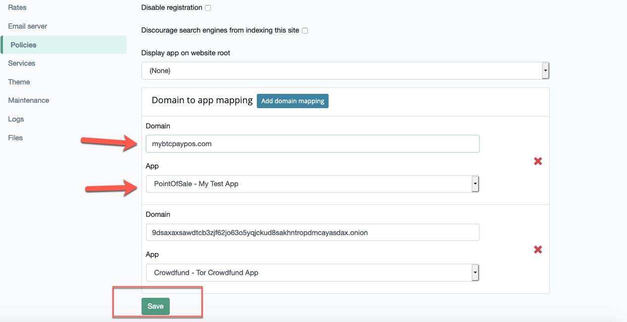 App domain mapping