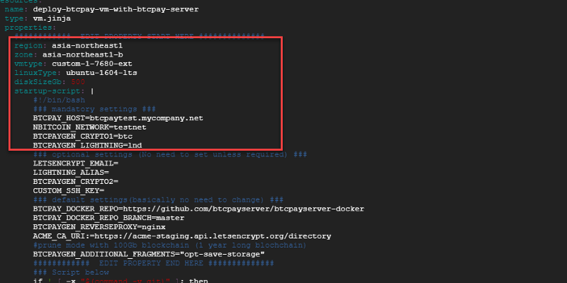 GCE and BTCPay Config