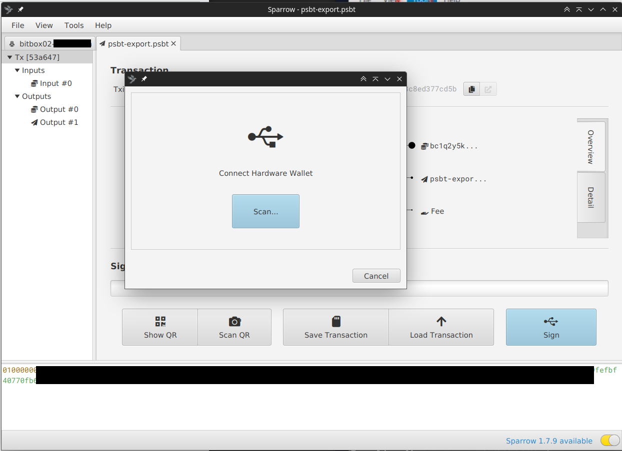 Sparrow wallet: connect to hardware wallet (e.g. in our case BitBox02)