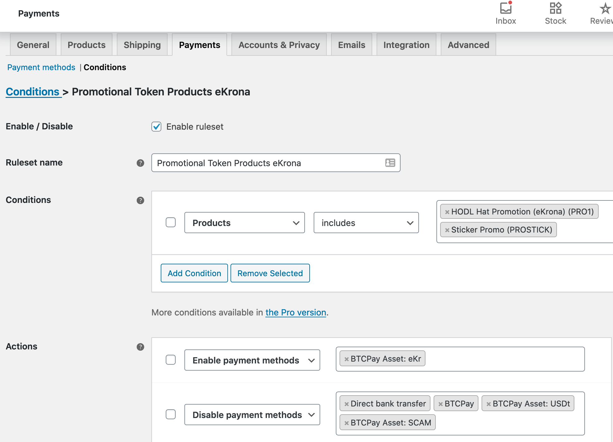 Conditional payment rules overview